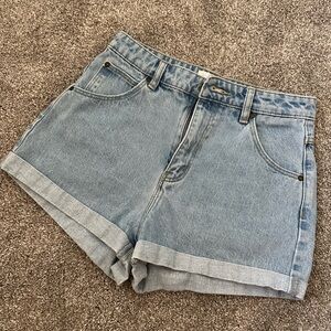 ROLLA'S Light Blue High-Rise Rolled Hem Denim Shorts